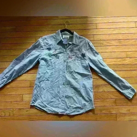 Vintage Casey And Max Button Down Shirt Women’s Medium Embroidered Fall Leaves - Picture 4 of 7